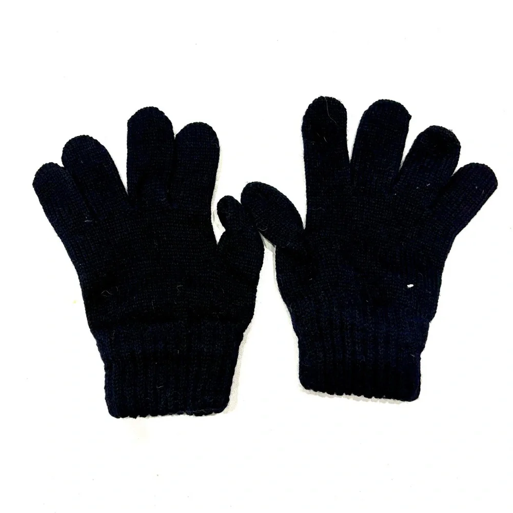 Catya Scarf and Glove Set made in 100% merino wool color navy blue size 4-7